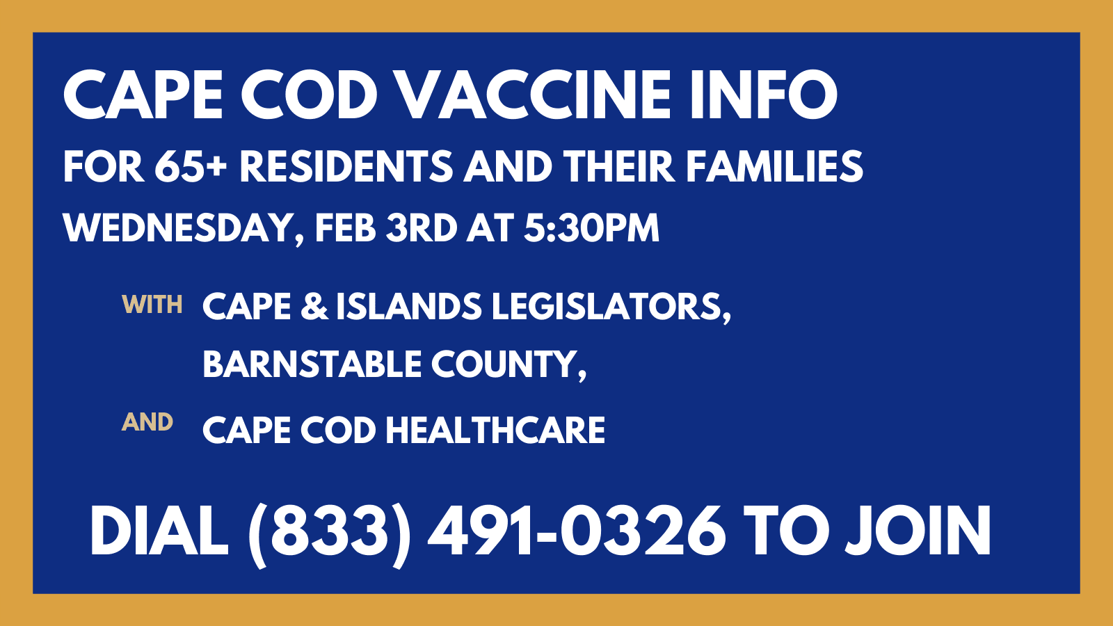 Cape COD COVID-19 Phone Briefing for 65