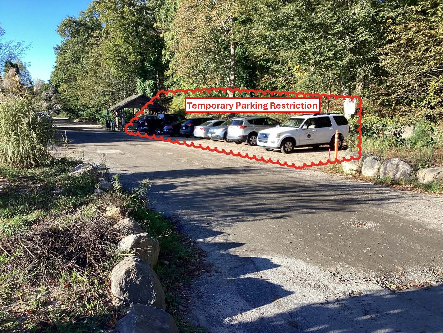Photo of the restricted parking area.